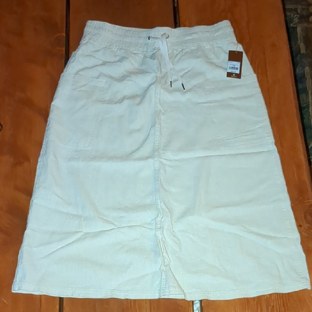 White Drawstring Midi Skirt